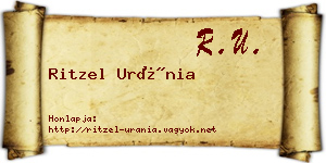 Ritzel Uránia névjegykártya